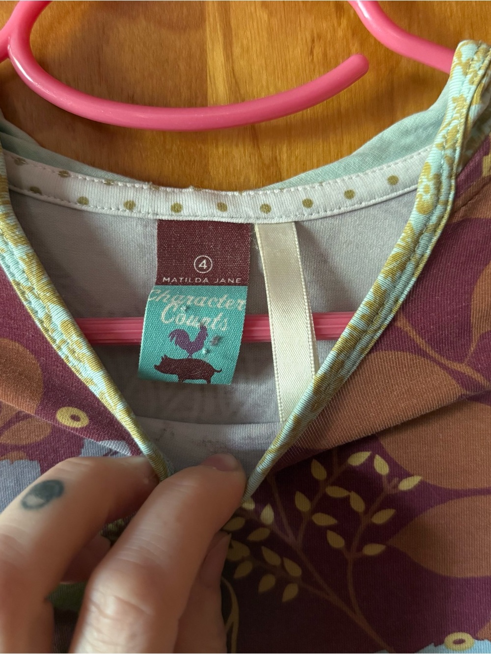 Matilda Jane Purple Floral-Print Hooded Top with Mint Trim